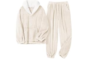 ESHOO Girls Boys Fuzzy Pants Set Fleece 2 Piece Outfits Kids Fall Winter Flannel Loose Fluffy Pullover Sweatshirt Top Pants Loungewear Homewear