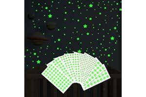 Heclia Leuchtende Sterne Wandsticker Kinderzimmer 596 Stück leuchtende Deckensterne 3D Leuchtsterne Zimmer Wanddekoration selbstklebende Stern Aufkleber Geschenke für Kinder Kinderzimmer Schlafzimmer