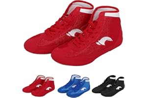 MOMOLAA Unisex Kid's Boxing Shoes High Top Training Wrestling Shoes Boxing Boots Boxing Shoes Competition Training Footwear