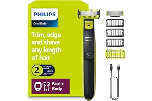 Philips OneBlade Face & Body QP2824/10 | Electric Beard Trimmer & Shaver | Dual-Sided Blade | Unique OneBlade Technology | 45min Cordless | Waterproof