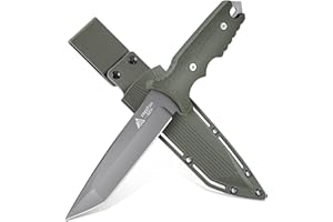 Freelander Outdoor Messer Survival, Jagdmesser Feststehende Klinge aus 440C-Stahl, Bushcraft Messer Full Tang, mit Scheide, Überlebensmesser für Camping, Wandern und Angeln