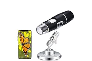 Microscope Numérique WiFi, EAAERR Microscopie à grossissement 50X à 1000X, Mini Endscope Digital Portable avec 8 LED pour Android/iOS
