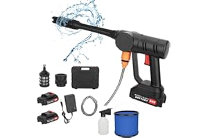 SOMERWAY Akku Hochdruckreiniger, 24V Max 50Bar Mobile Akku-Hochdruckreiniger mit Eimer & 2 Akku 1500mAh Tragbarer Hochdruckreiniger für Auto, Terrasse, Fenster, Rasen, Pool