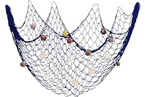 Fangoo redes pesca decorativas Redes de pesca tejidas a mano Red de Peces Decoración de Pared red de pesca decoración pared con conchas Bodas, decoración de paredes fotográficas 100X200cm