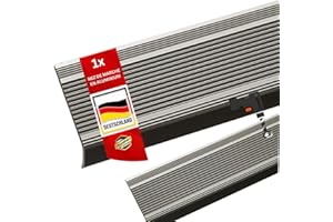 KARAT - Profilé de marches d'escalier en aluminium - Forme en L - Profilé d'angle - Cornière d'escalier - Matériel de montage inclus (Integral, L90x3x3,5 cm, Pré-percé, Champagne)