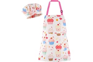 KIMMAX Kinderschürze 100% Baumwolle Universal-Schürze mit Taschen für Kinder Kleinkinder passend für Kochen Backen Malen Basteln und Party