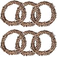 Simmpu 6PCS Christmas Rattan Natural Dried Ring Willow Wreath Door DIY Crafts Hand-woven Halloween Wreath for Rustic and Seasonal Decorations Base for Floral Crafts Perfect for Seasonal Displays 15cm