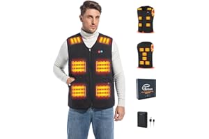 Rrtizan 2025 Heated Vest for Mens with Power Bank, Heated Gilet with 3 Temperature Levels and 15 Heat Sheets, Sleeveless Electric Heated Jacket, Washable Heated Body Warmer for Outdoor