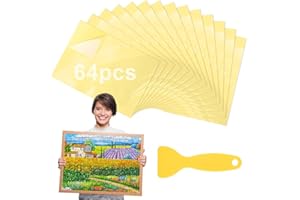 SUYNAUETEV 64 Blätter Puzzlekleber Puzzle Kleber Transparent Zweiseitig mit Spaten Geeignet für 8 x 1000 Puzzles Fotos Postkarten (25×18 cm)