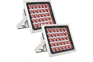 LONNKY Confezione da 2 fari a infrarossi da 100 m, visione notturna a infrarossi, 30 LED, 850 nm, alloggiamento in metallo per interni ed esterni, lunga durata fino a 25000 ore