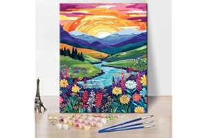 TISHIRON Dipingere con i numeri, per adulti, principianti, paesaggio, set di pittura a olio fai da te, 40 x 50 cm