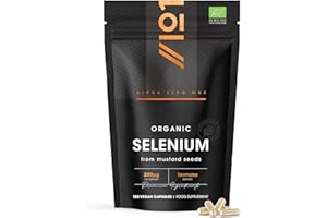 Organic Selenium 200mcg - Sourced from Mustard Seeds – 180 Vegan Capsules (6 Months Supply) – Contributes to Normal Function of The Immune System - by Alpha01