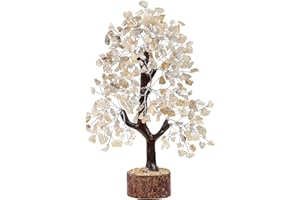 FASHIONZAADI Citrine Gemstone Tree For Feng Shui Bonsai Reiki Healing Crystals Money Trees Chakra Balancing Stone Good Luck Crystal Home Decoration Table showpiece size 10-12 inch (Silver Wire)