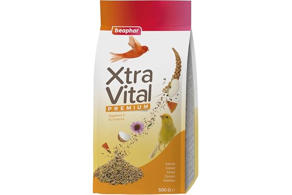 BEAPHAR – XTRAVITAL – Alimentation Premium pour Canaris – Contient Fruits, graines et patée aux œufs – Renforce Le système immunitaire – Procure vitalité et maintient en Bonne santé – 500g