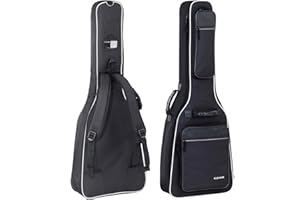 GEWA Guitar Gig Bag Premium 20mm per chitarra acustica nera (resistente agli strappi e idrorepellente, Neck Protection System, cinghie da zaino di lusso, ampio scomparto per gli accessori) 213200