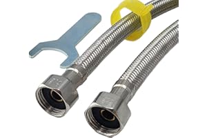 CYILIUEN Pack of 2 60 cm M10 x 1/2" Basin Connectors Flexi Pipes Tails Plumbing Fittings with Installation Tools, Tap Fittings for Kitchen Sink, Bathroom Basin, 1407D3