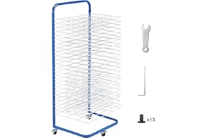 VEVOR Kunst-Trockenstände mit 25 herausnehmbare Regalen (423 x 317 mm) Farb-Trockenständer mit feststellbaren Rädern, Gemälde-Trockenständer aus Karbonstahl für Kunstwerke in Klassenzimmern