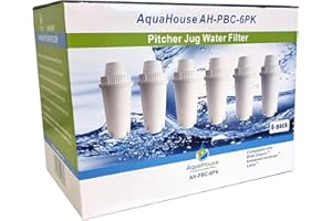 AquaHouse 6 filtres universels AH-PBC, compatibles avec pour Cartouches pour Filtre à Eau, cruches Brita Classic, Kenwood, Laica, PearlCo, Dafi.