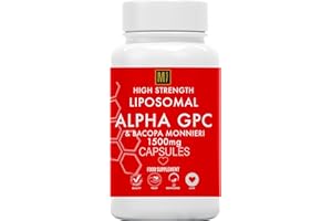 METASUPERFOODS Alpha GPC & Bacopa Monnieri 1500mg | 120 Capsules High Strength Liposomal Max Absorbtion Alpha-GPC Choline Supplement Memory, Focus Brain Support