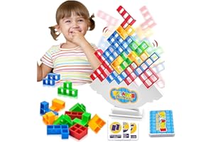 COLEESON 64 PCS Tetra Tower Balance Game for Kids Adults, Swing Stack Balance Toy, DIY Assembling Versatile Toy, Russian Building Block, Board Games for Family, Parties, Travel (Halloween)