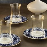 Sandro Moreno 1453 Deep Blue Gold 12 Par&ccedil;a Altı Kişilik &Ccedil;ay Seti 110 ml