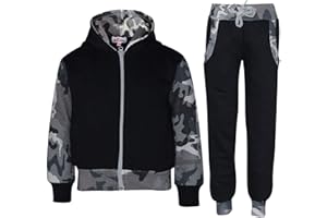 A2Z 4 Kids Unisex Tracksuit Plain Charcoal Contrast Fleece Hoodie With Joggers Jogging Suit Gymwear Sweatpants Activewear Outfit Set For Childrens Girls Boys Age 2-3 3-4 5-6 7-8 9-10 11-12 13 Years