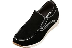 CALTO - G4903-2.8 Inches Taller - Height Increasing Elevator Shoes-Nubuck Black Slip-on Casual