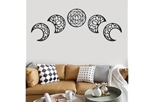 CATELL 5 Stück Mond Mondphasen Wanddeko Mond Holz Boho Wand Deko Wanddekoration Kunstdekoration Wandbehang für Schlafzimmer Esszimmer Wohnzimmer Büro Balkon Eingang (Schwarz)