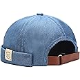 XYIYI Mens Docker Cap Brimless Hats Skullcap Worker Sailor Cap Rolled Cuff Retro Beanie Hat