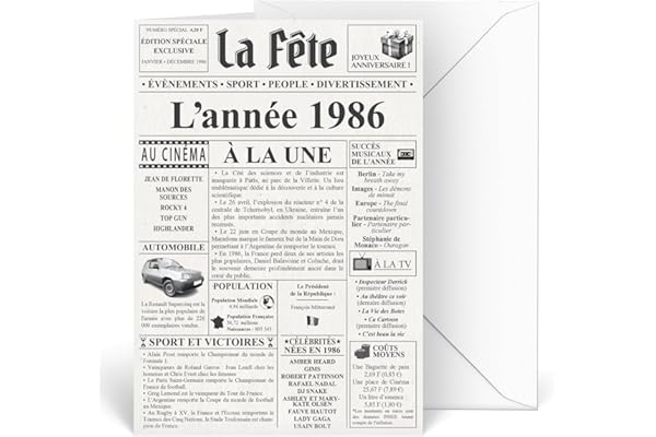 Little Elise Carte Anniversaire 40 ans Design Original Journal Année 1986 | Année de Naissance 1986 | Cadeau Anniversaire 40 Ans | Format A5 Avec Enveloppe