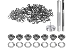 QUARKZMAN Kit de Herramientas de 100 Piezas de Ojales de Cobre de 3.5 mm con Punzón Hueco, Herramientas de Instalación de Ojales para Ropa, Cuero, Tela, Cinturones, Color Negro