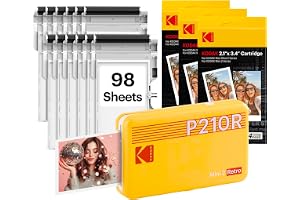 KODAK Mini 2 Retro 5x7,6cm Tragbarer Fotodrucker, 4PASS, 38 Blatt, Gelb | Bluetooth, Kompa