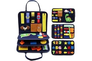 HOHAN Felt Busy Board Montessori, 4 Couches Tableau d'Activités 3 4 Ans Jeux Montessori Apprendre Compétences de Vie Jouet éducatifs Motricité Fine,Cadeau pour Garçons et Filles