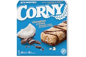 Corny - Barritas de Cereales con Chocolate y Coco, Sin aceite de palma ni Conservantes - Pack 6x25gr