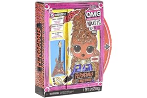 L.O.L. Surprise! LOL Surprise OMG Remix Rock Muñeca FEROCIOUS - 15 sorpresas que incluyen bajo, vestido, zapatos, cepillo, soporte para muñecas, letras y paquete de tocadiscos - Edad: 4+