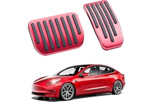 Arcoche Tesla Model 3 Model Y Pedale poggiapiedi, Accessori per Model Y/3, Sostituzione per Auto ad Prestazioni Antiscivolo (Pedale Rosso)