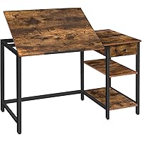 HOOBRO Computertisch, Zeichentisch kippbare Tischfläche, Schreibtisch mit Schublade und Regalen, Bürotisch, rutschfesten…