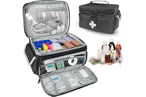 Boczif Trousse de Premiers Soins, Sac de Transport de Stockage de Premiers Soins, Organisateur de Bouteille de Pilule pour Les Trousses médicales d’Urgence pour la Maison, Voyage(Noir)(Sac Seulement)