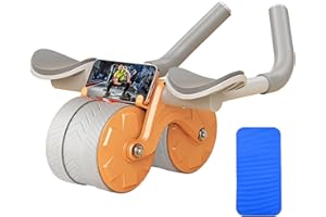 CRETEE Rueda de rodillo abdominal para entrenamiento de fuerza abdominal y central, rodillo de rueda abdominal con rodillera para entrenamiento de abdominales, principiantes y entrenamiento avanzado de