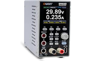 OWON Alimentazione DC con multimetro 2 in 1 funzioni di laboratorio di alimentazione regolabile 10 mV/1 mA ad alta risoluzione multimetro 4 1/2 cifre, display da 2,8 pollici (300 W/60 V/10 A/SPM6103)