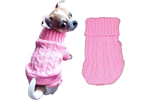 PRETTY PAMPERED PETS UK Chihuahua Clothes Puppy Dog Coat Knit Winter Warm Jumper Cosy Teacup Smaller Breeds Tiny Toy Miniature (XXXS, Pink)