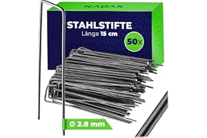 KADAX Set med 50 markankare 150 x 40 mm, markankare av stål, jordkrokar för säker fastsättning av trädgårdsfleece, markpinnar för gräsmatta galler, jordspikar