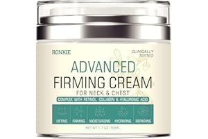 RONKIE Neck Firming Cream, Double Chin Reducer, Neck and Chest Tightening Cream, Anti Aging Moisturizer for Neck & Décolleté with Retinol Collagen & Hyaluronic Neck Cream - 1.7 FL OZ