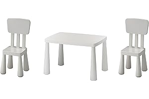 B2C Ikea Mammut Ensemble de table avec chaises pour enfant Blanc Lot de 2