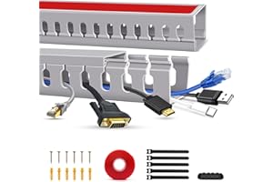 AOCII Kabelkanal-Raceway-Kit, offener Schlitz-Kabelkanal für TV-Kabel, Kabel-Concealer-Kabelwanne Kabelmanagement-Tunnel unter dem Schreibtisch (2 Pack)