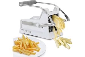 MEKOTRIN Potato Chipper, French Fry Cutter with 2 Blades 3/8" and 1/2", Plastic and Stainless Steel 2 in 1 Chip Cutter for Potato, Carrot, Cucumber, Pepper, Vegetable