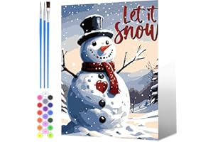 NAIMOER Schneemann Malen Nach Zahlen Erwachsene, Malen Nach Zahlen Weihnachten für Kinder mit Pinseln Pigment für Anfänger Jungen Mädchen Geschenk Wohndekoration 30x40cm