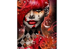 Walarky DIY Paint by Number for Adults Poker Girl Colorful Oil Painting Kits on Canvas with Brushes and Acrylic Pigment Red Flower Picture for Home Decor 16x20inch (Frameless)