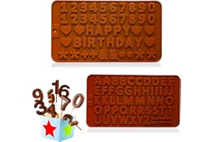 TAOBOSEC Moldes Chocolate Silicona, 2 Piezas Letra NúMero Moldes De Silicona Molde Silicona SíMbolos Para Chocolate Con Letras Y NúMeros Para DecoracióN De Chocolate Y Pasteles NúMeros Y SíMbolos