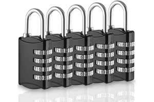 Xespis Lot de 5 Cadenas Code, Cadenas Code 4 Chiffres, Petit Cadenas Code, en Alliage de Zinc, Résistant aux intempéries, pour Casier, Bagage, Valise